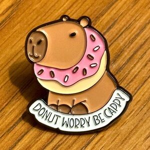 Women’s Accessories Cute Fun Capybara Donut ‘DONUT WORRY BE CAPPY’ Enamel Pin